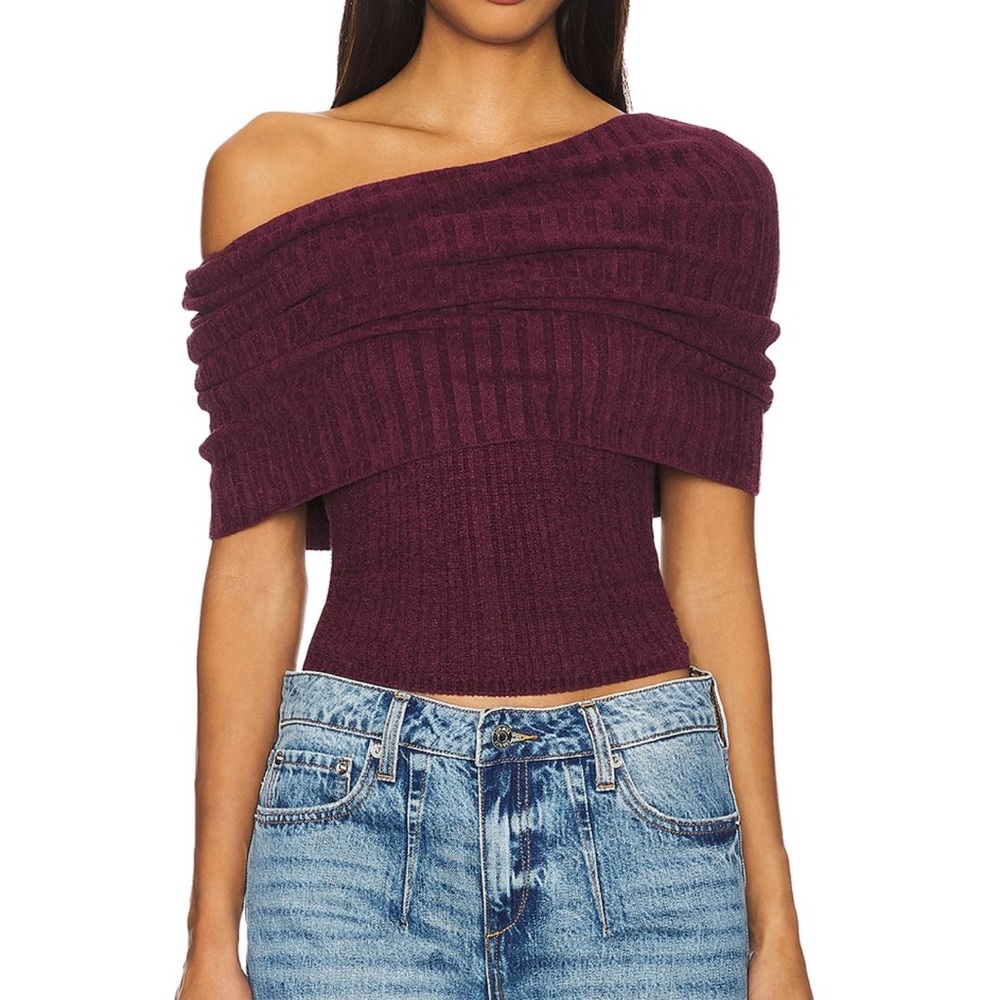 Lovers and Friends Gerda Off-Shoulder Burgundy Sweater